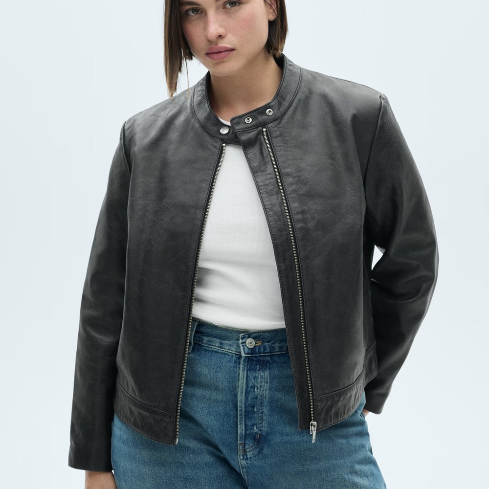 Mango Black Leather Jacket